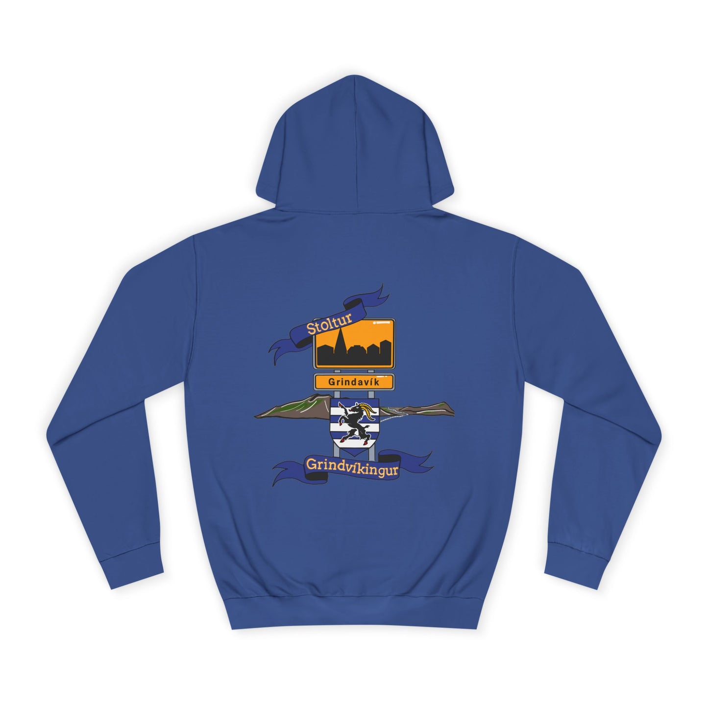 Stoltur Grindvíkingur Unisex College Hoodie- Back print