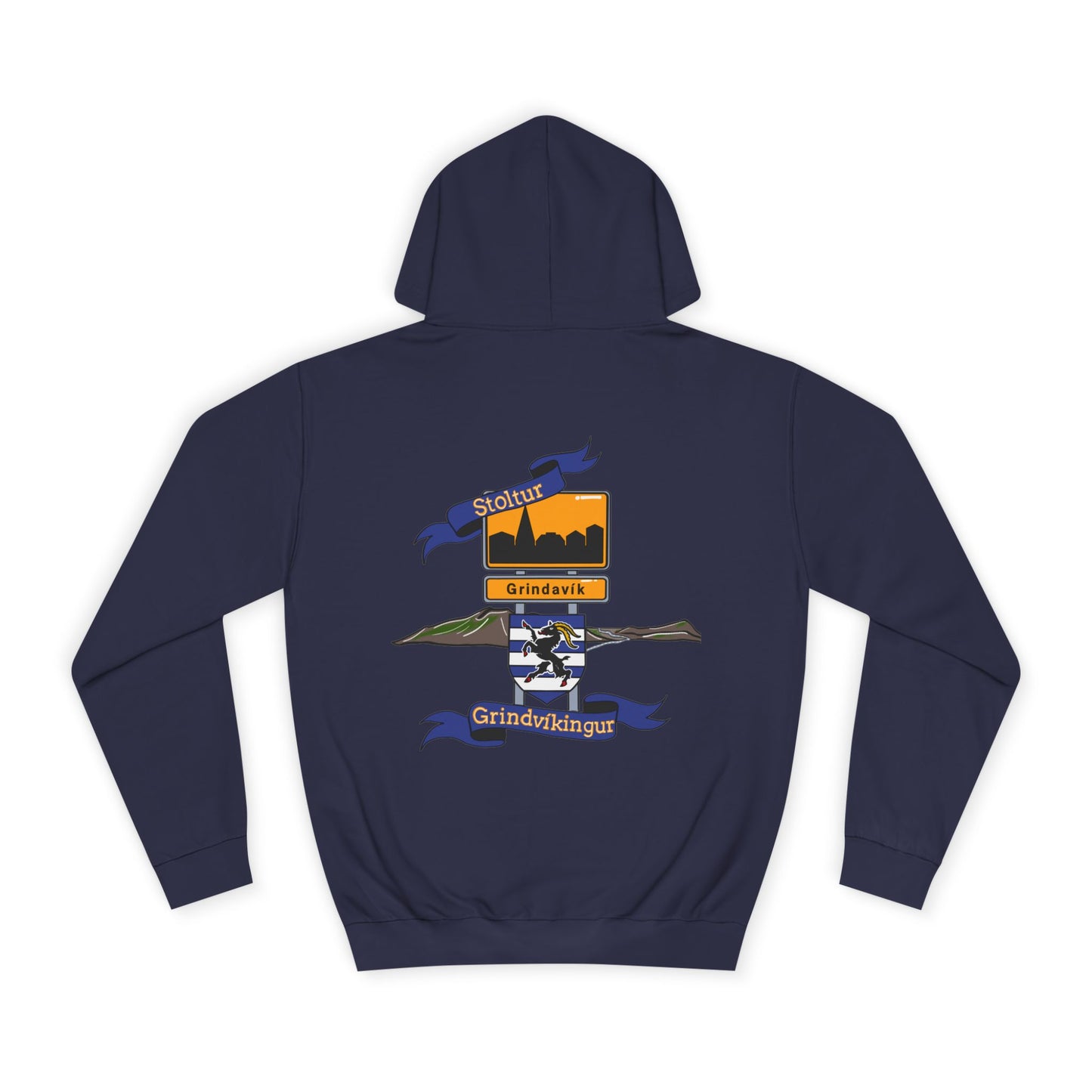 Stoltur Grindvíkingur Unisex College Hoodie- Back print