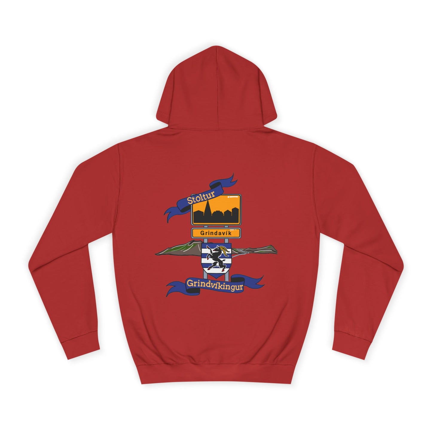 Stoltur Grindvíkingur Unisex College Hoodie- Back print