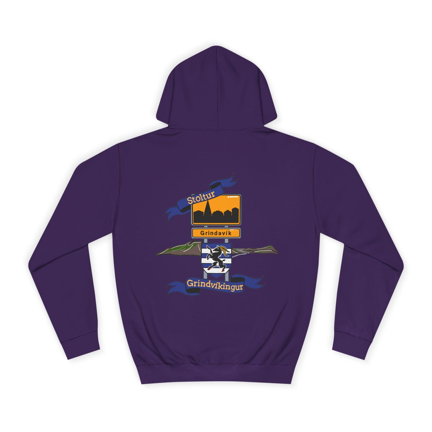 Stoltur Grindvíkingur Unisex College Hoodie- Back print