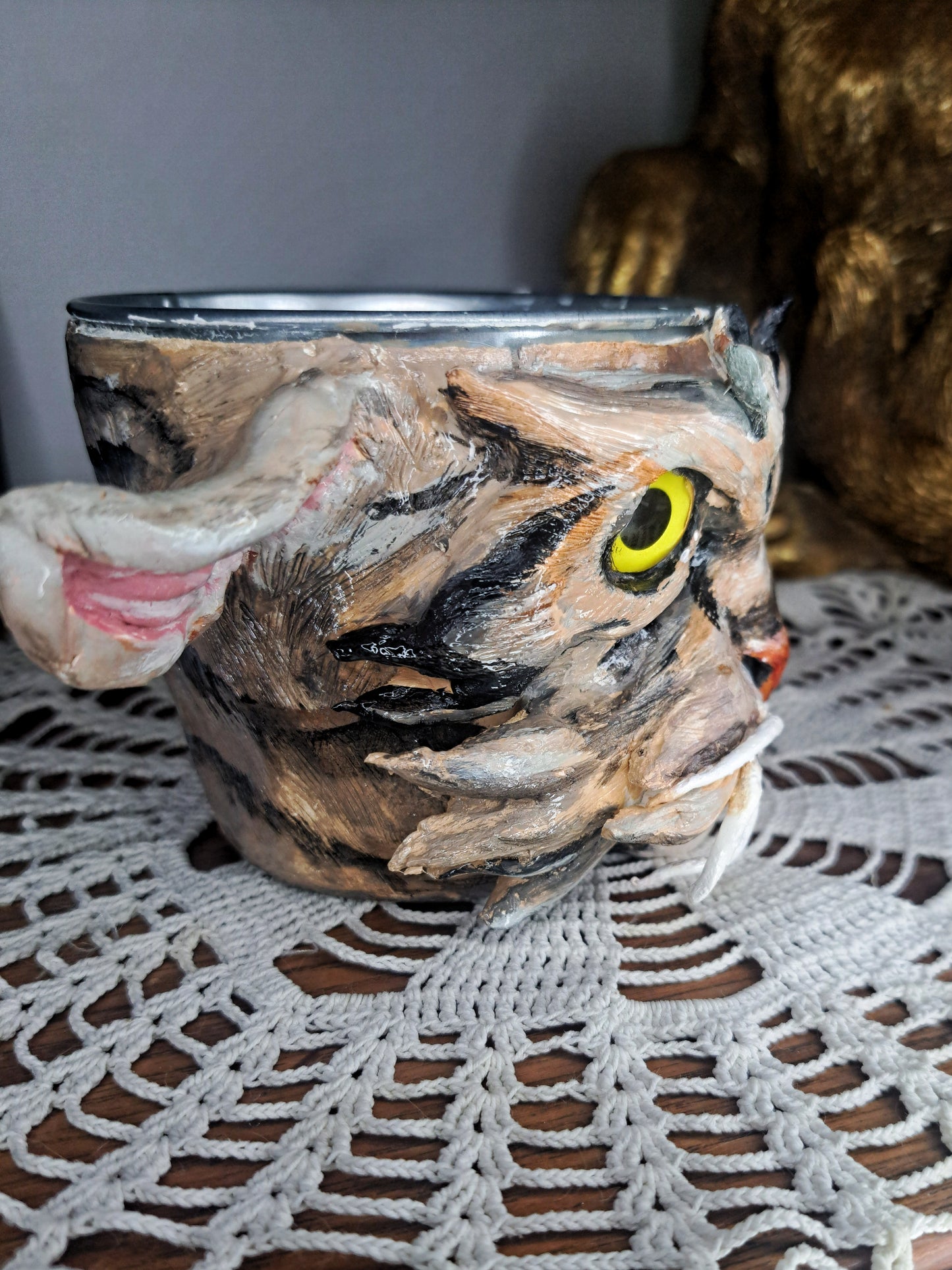Handmade cat flowerpot