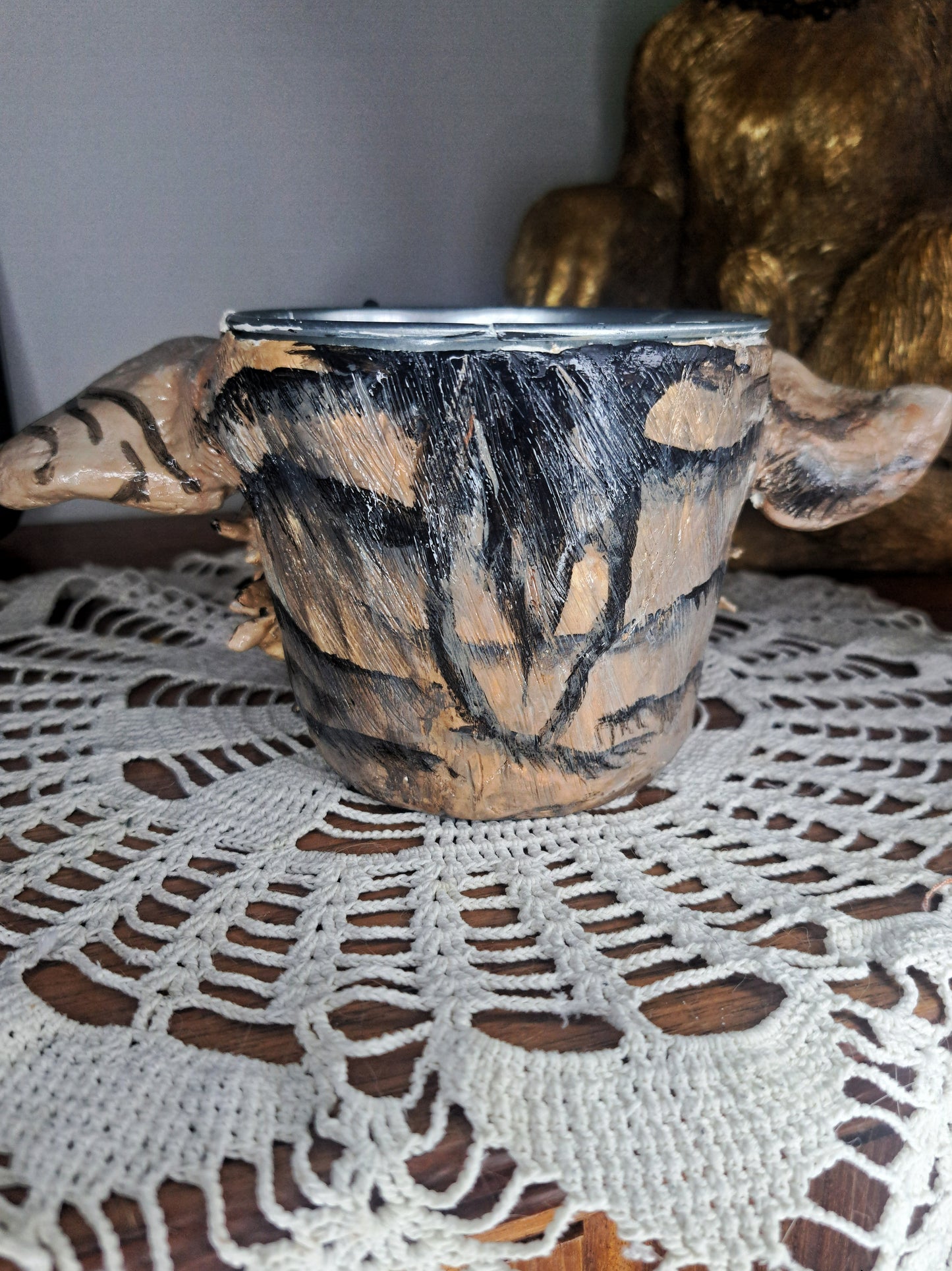 Handmade cat flowerpot
