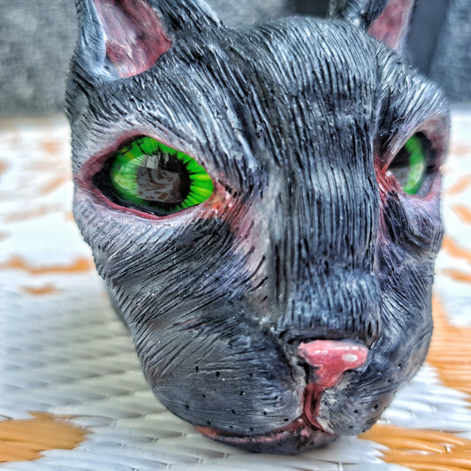 Handmade black cat small flowerpot