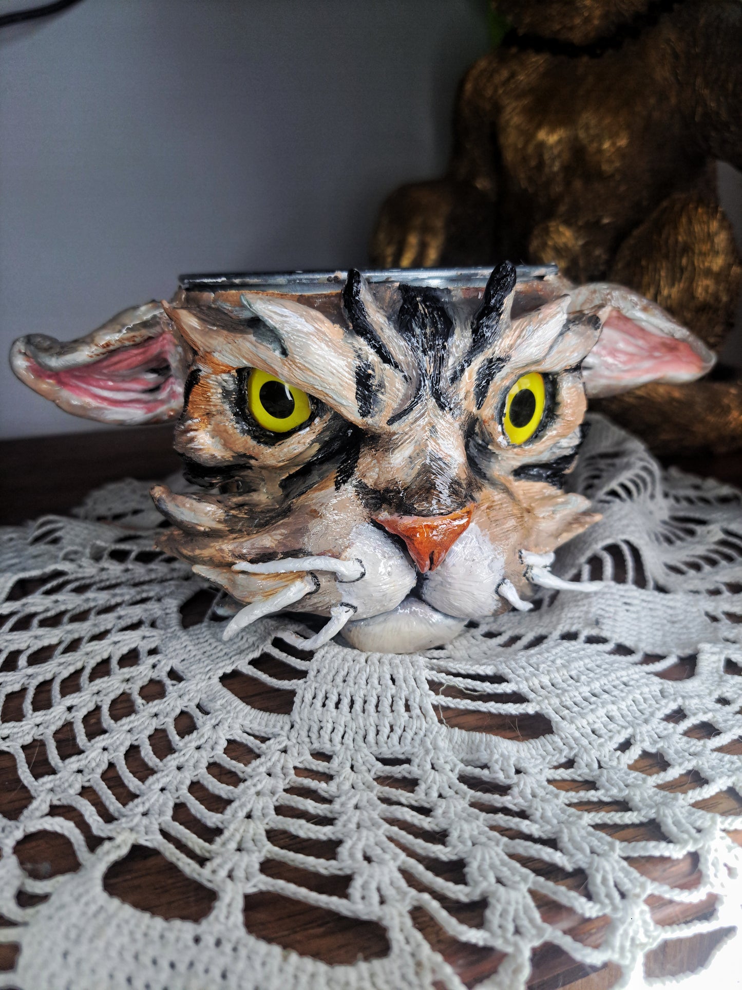 Handmade cat flowerpot