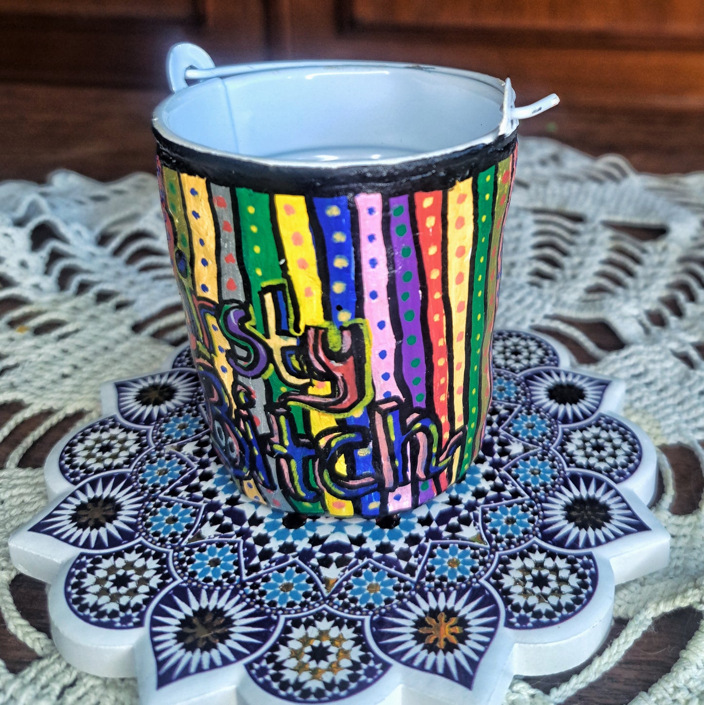 small handmade indoor flowerpot-Thirsty bitch