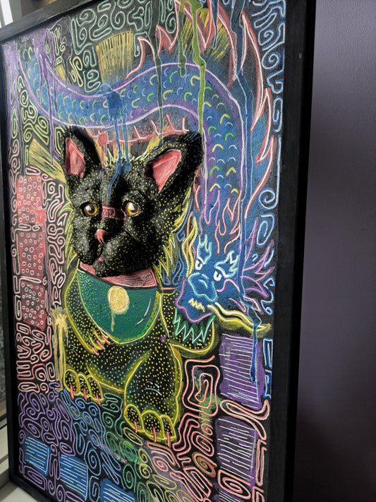 Þögull draumavörður í ljósaskiptum-akrýl málverk