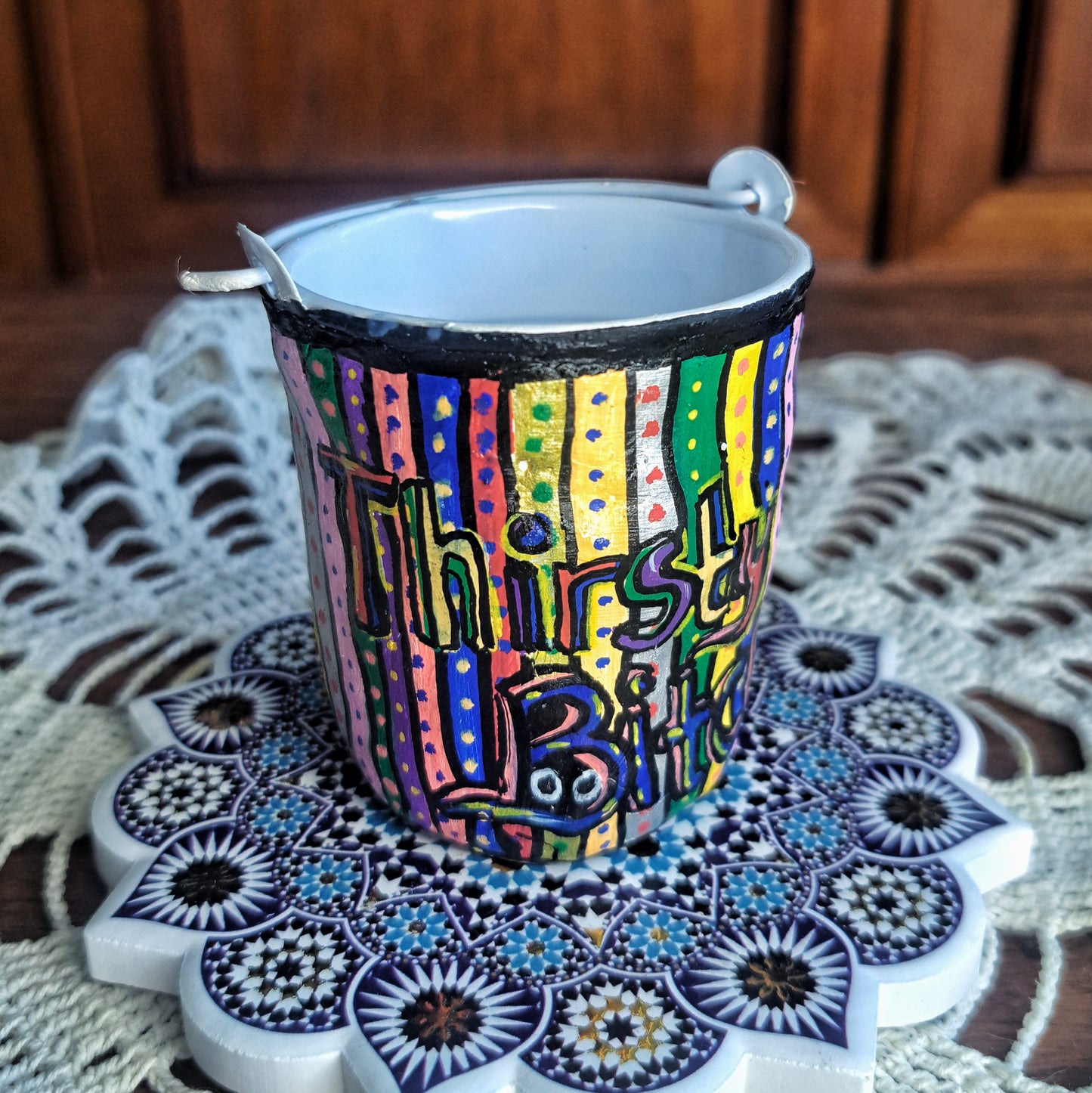 small handmade indoor flowerpot-Thirsty bitch