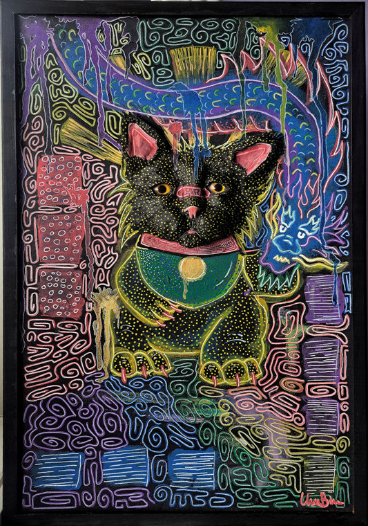 Þögull draumavörður í ljósaskiptum-akrýl málverk