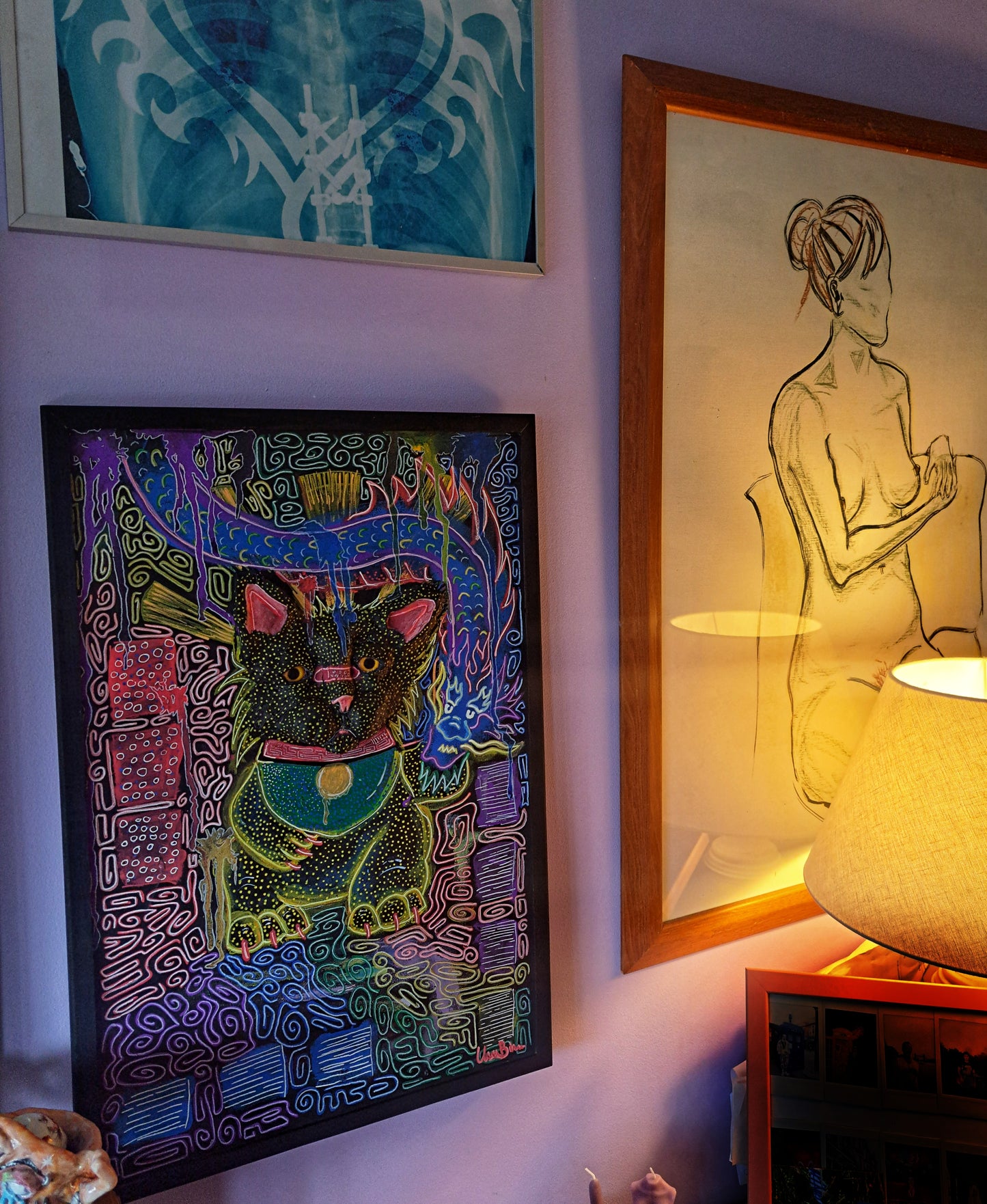 Þögull draumavörður í ljósaskiptum-akrýl málverk