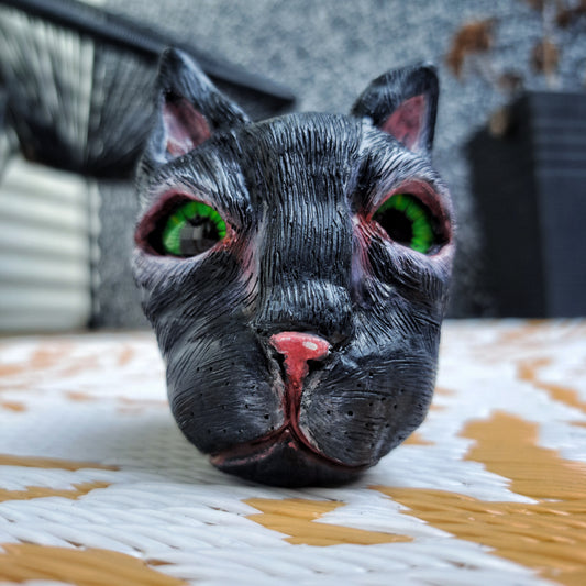 Handmade black cat small flowerpot