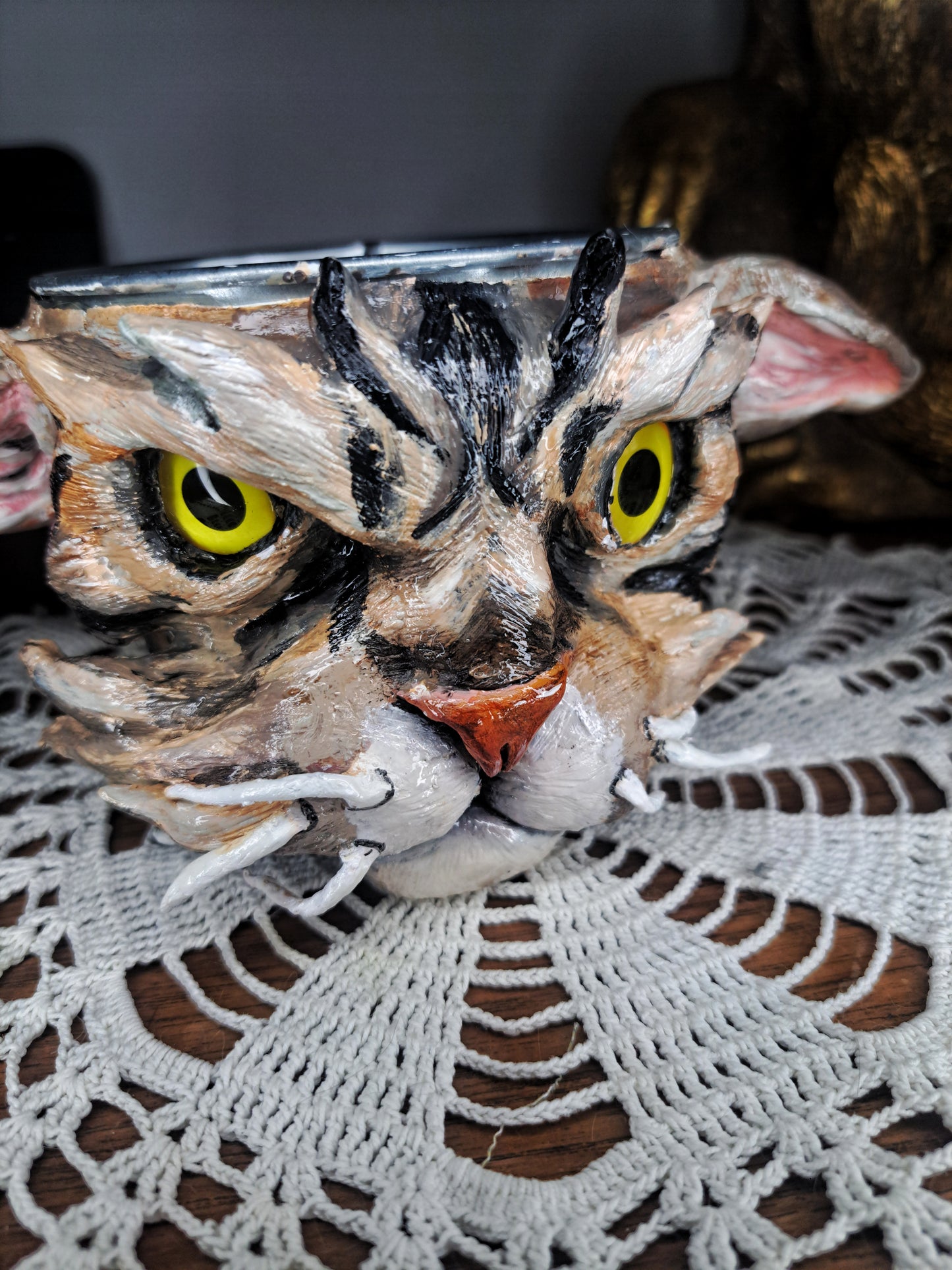 Handmade cat flowerpot