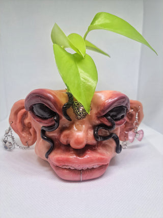 Creepy handmade face flowerpot