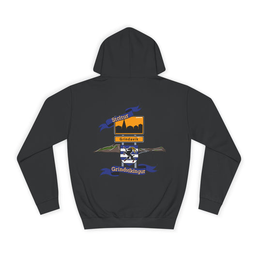 Stoltur Grindvíkingur Unisex College Hoodie- Back print