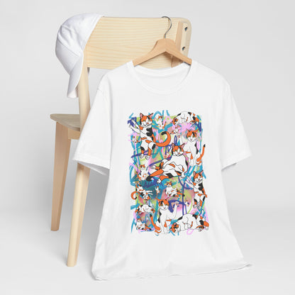 Cat Printed White T shirt 