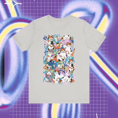 Unisex Cat designed T-shirt Ash Color