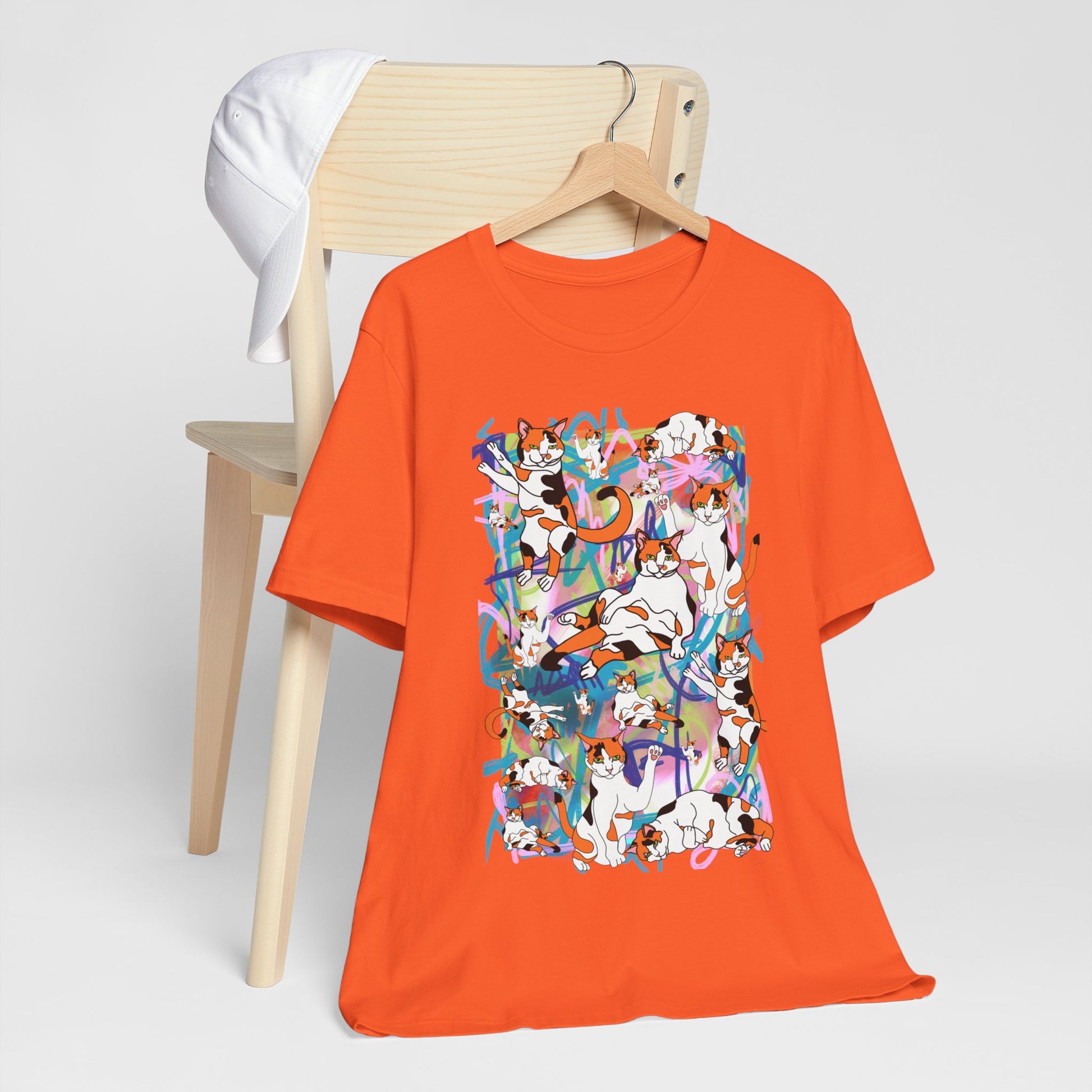 Unisex Cat designed T-shirt orange  