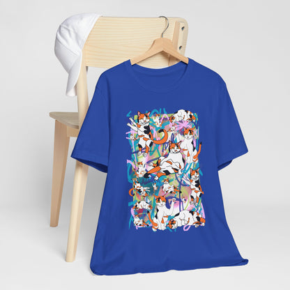 Unisex Cat designed T shirt Blue  