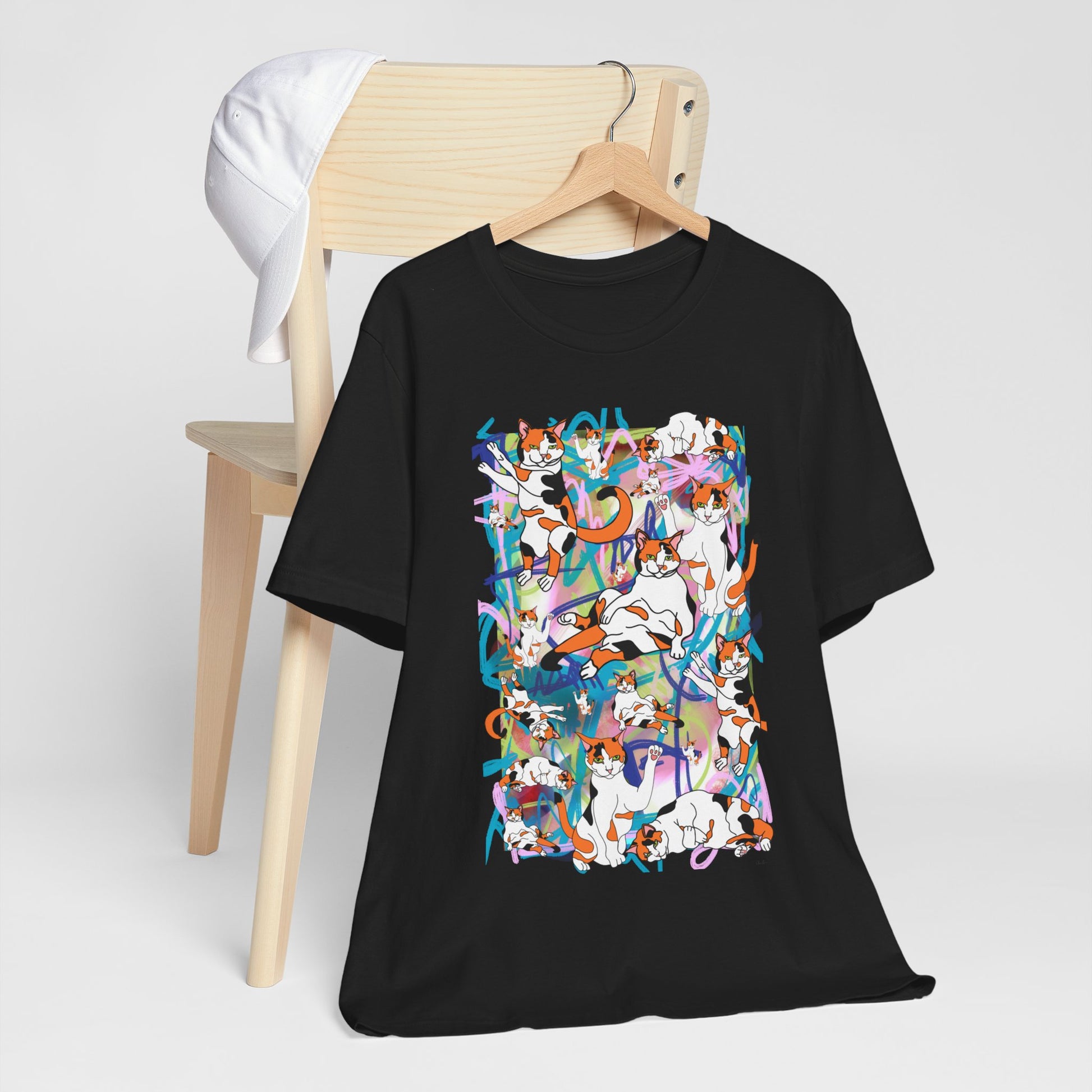 Unisex T-Shirt Cat Design Black Colored 
