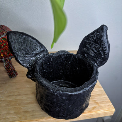 Handmade black cat flowerpot