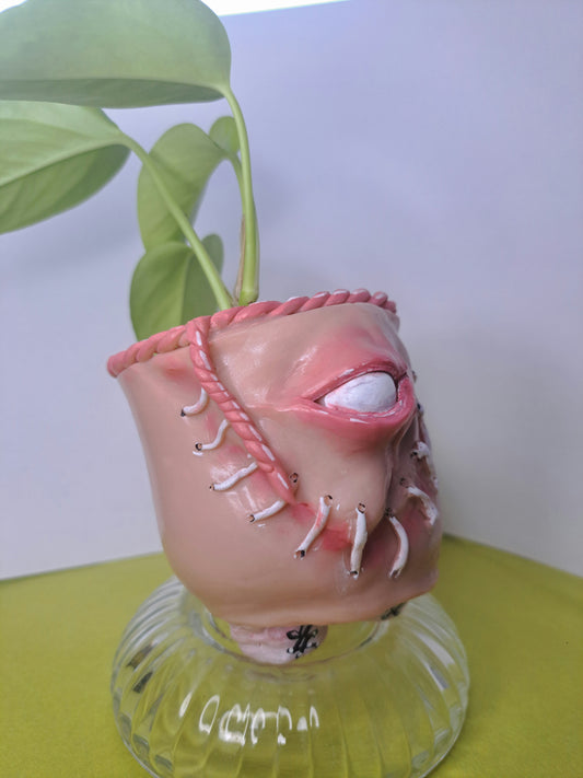 Mini creepy handmade flowerpot