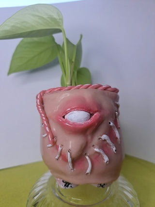 Mini creepy handmade flowerpot