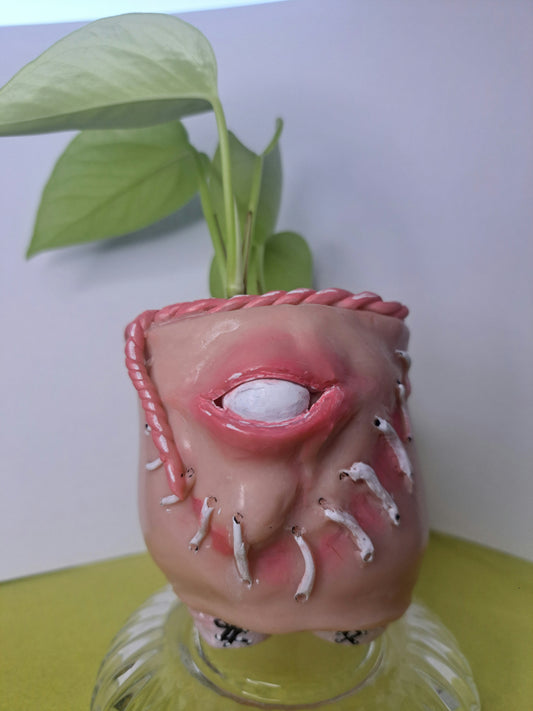 Mini creepy handmade flowerpot