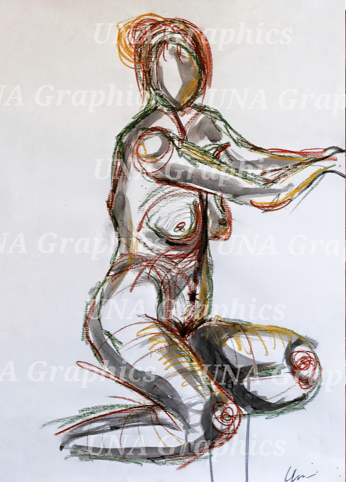 Model drawing - Art print on satin coated paper